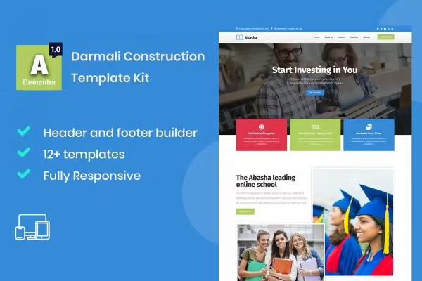 ABASHA – EDUCATION & LEARNING COURSES ELEMENTOR TEMPLATE KIT